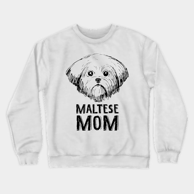 Maltese Mom Hand Drawn Crewneck Sweatshirt by snnt